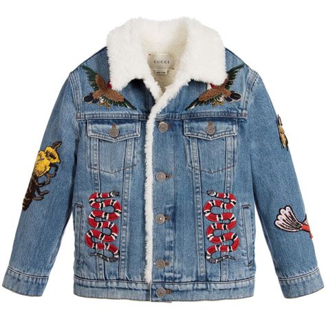 gucci denim animal applique jacket.